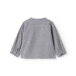 Langærmet ternet baby skjorte med kinakrave og knaplukning foran