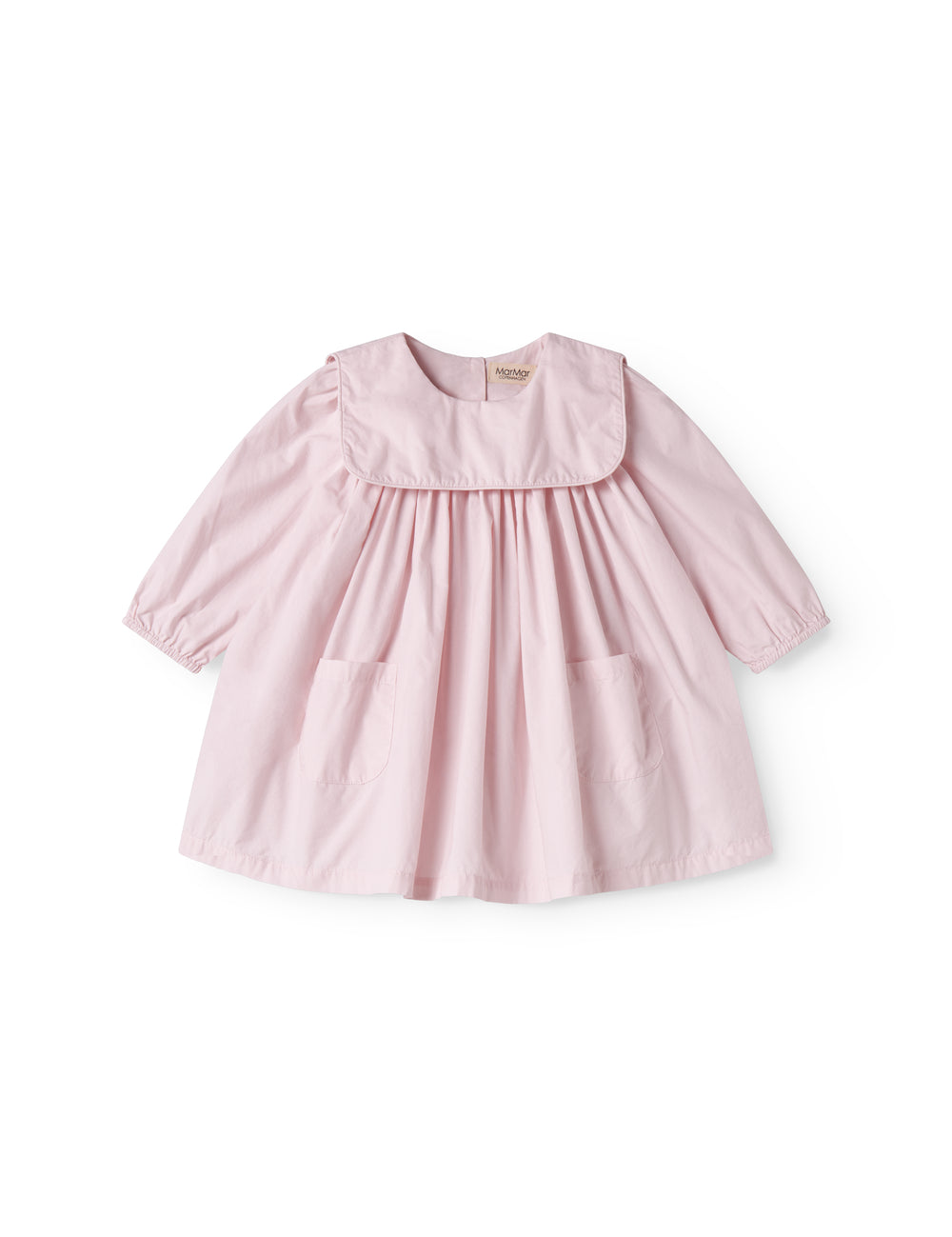 Lyserød babykjole med krave og lange ærmer