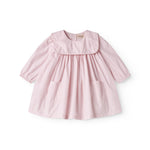 Lyserød babykjole med krave og lange ærmer