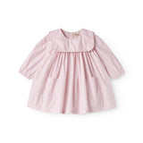Lyserød babykjole med krave og lange ærmer