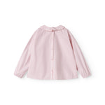 Lyserød børnebluse med krave og lange ærmer
