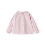 Lyserød børnebluse med krave og lange ærmer