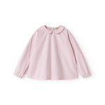 Lyserød børnebluse med krave og lange ærmer