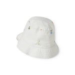 Lys bøllehat til barn med broderede frugter