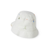 Lys bøllehat til barn med broderede frugter