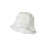 Lys bøllehat til barn med broderede frugter