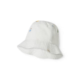 Lys bøllehat til barn med broderede frugter