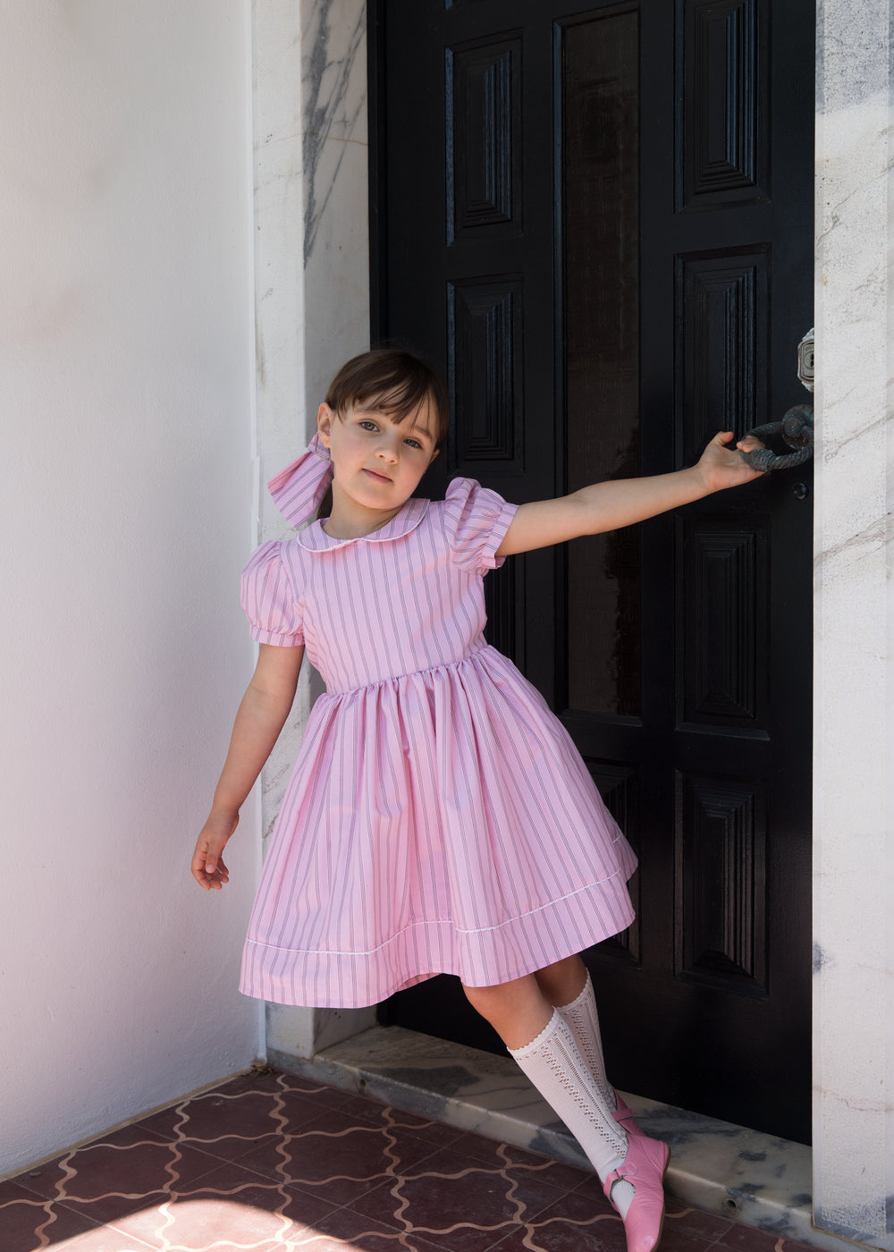 Alina L - Hårspænde, Bonbon Pink Stripes