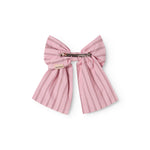 Lyserød sløjfespænde til håret med fine striber