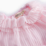 Lyserød langærmet baby kjole i plisseret tyl med flere lag