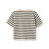 Strik t-shirt til børn med striber, korte ærmer og rund hals