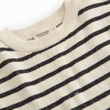 Strik t-shirt til børn med striber, korte ærmer og rund hals