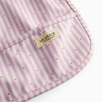 Langærmet spiseforklæde med lyserøde striber og lomme til børn