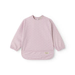 Langærmet spiseforklæde med lyserøde striber og lomme til børn