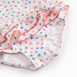 Badedragt til børn med blomster og flæser