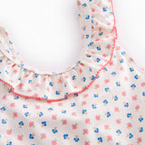 Badedragt til børn med blomstret mønster  og flæser