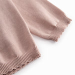 Strik babycardigan i taupe nuance med knapper foran