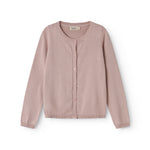 Strik cardigan til børn i taupe nuance med knapper foran