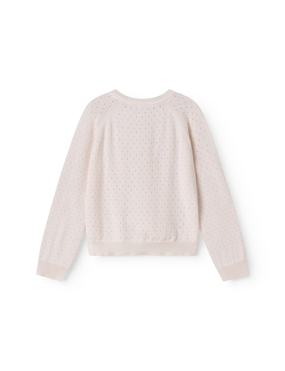 Strik cardigan til børn med fint hulmønster og knaplukning