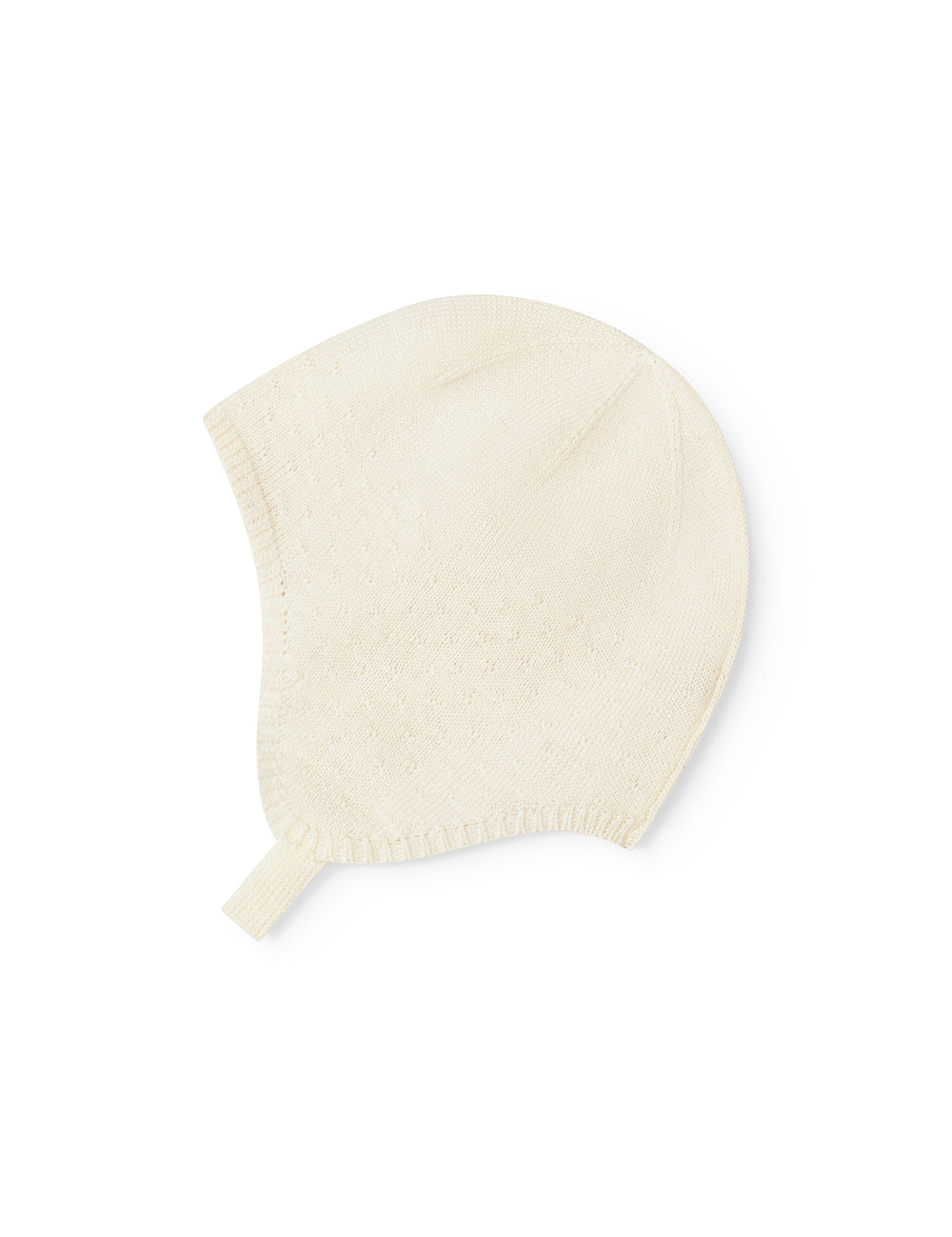 Strikket babyhue i råhvid med knaplukning