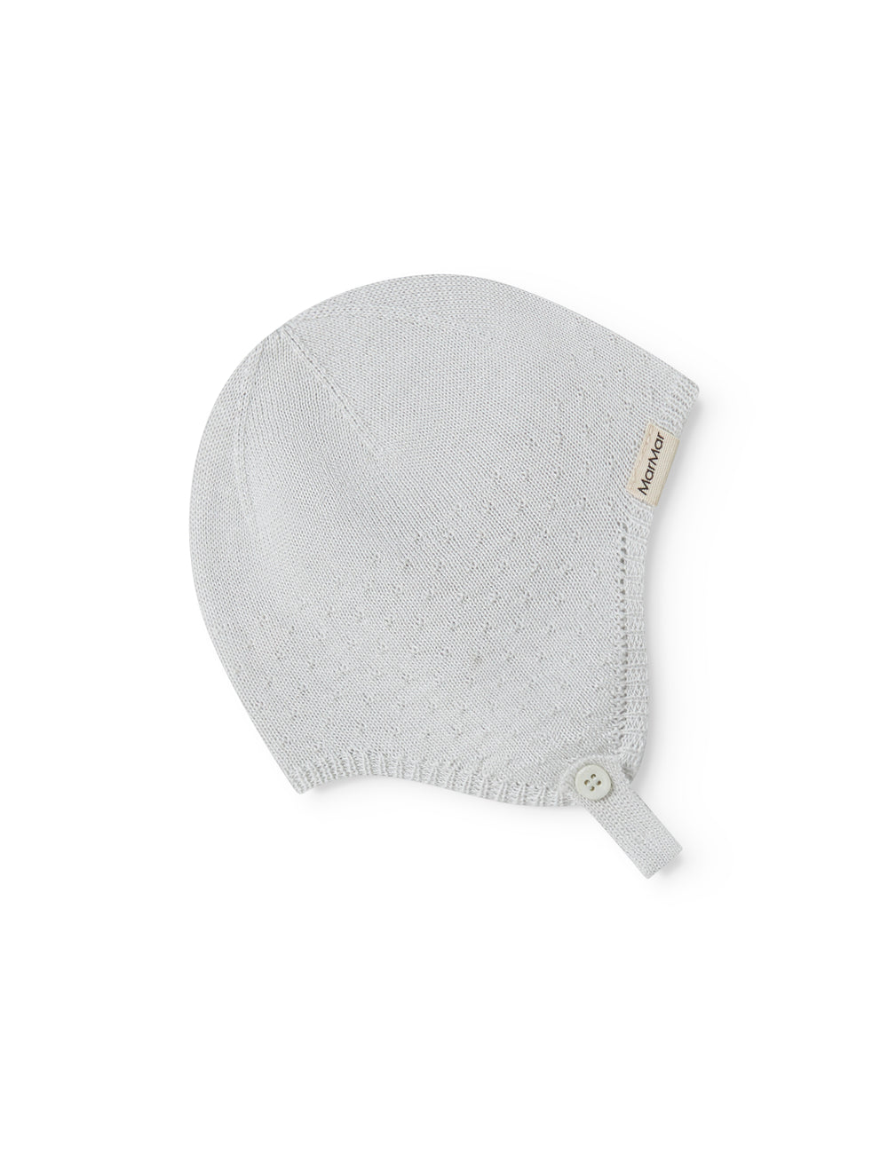 Strikket babyhjelm i lysegrøn med knaplukning