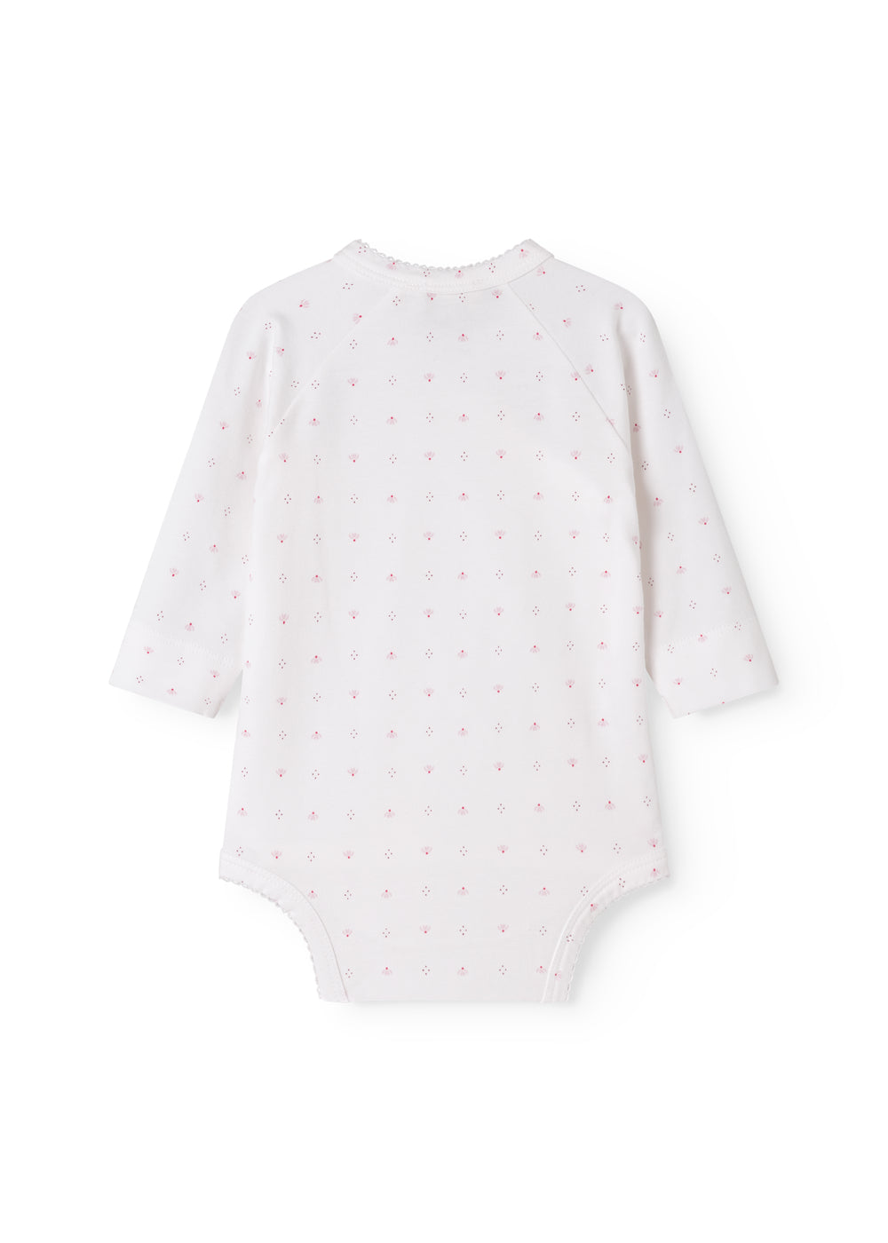 Hvid baby bodystocking med små blomster