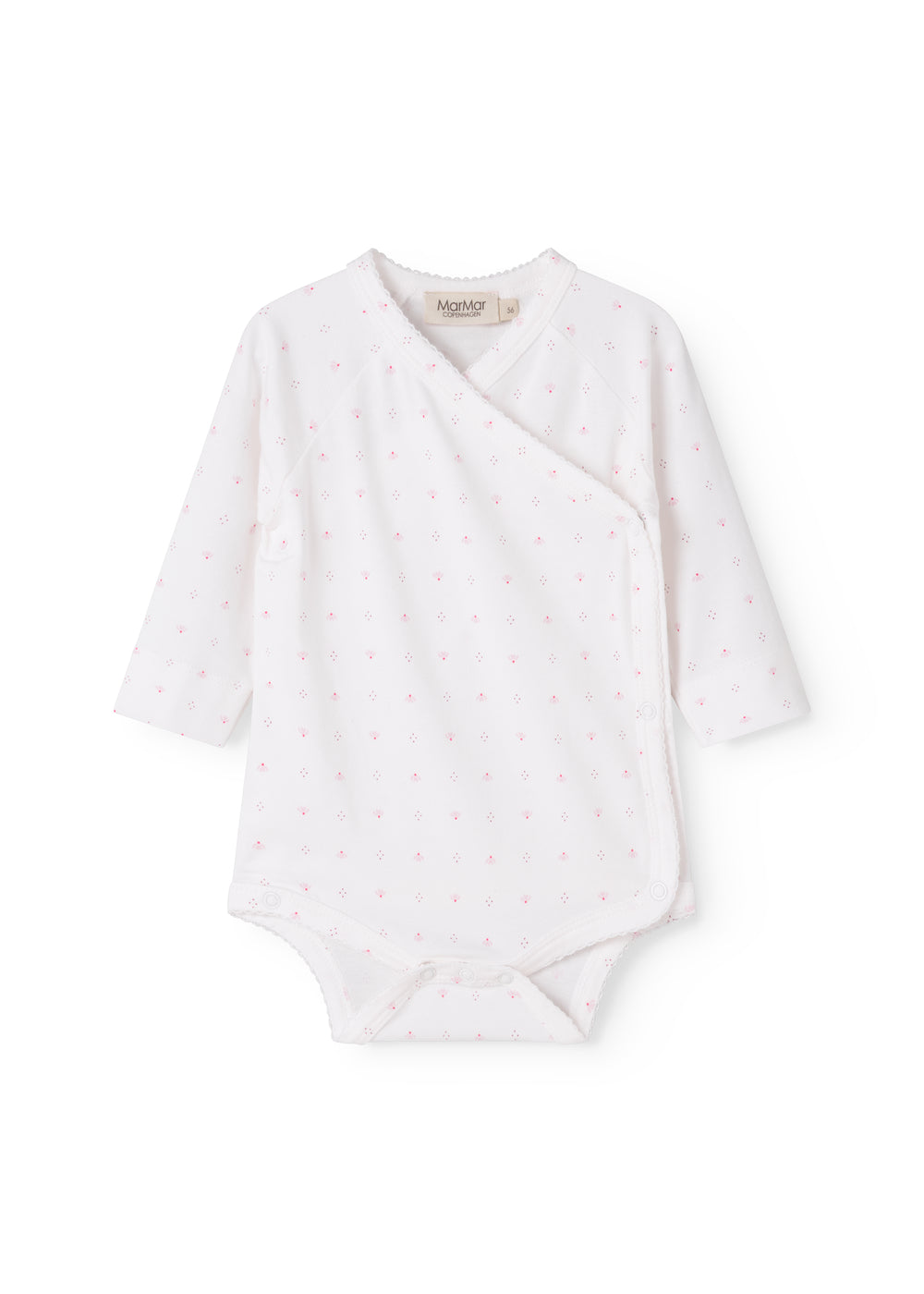 Hvid baby bodystocking med små blomster
