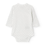 Hvid baby bodystocking med fint mønster