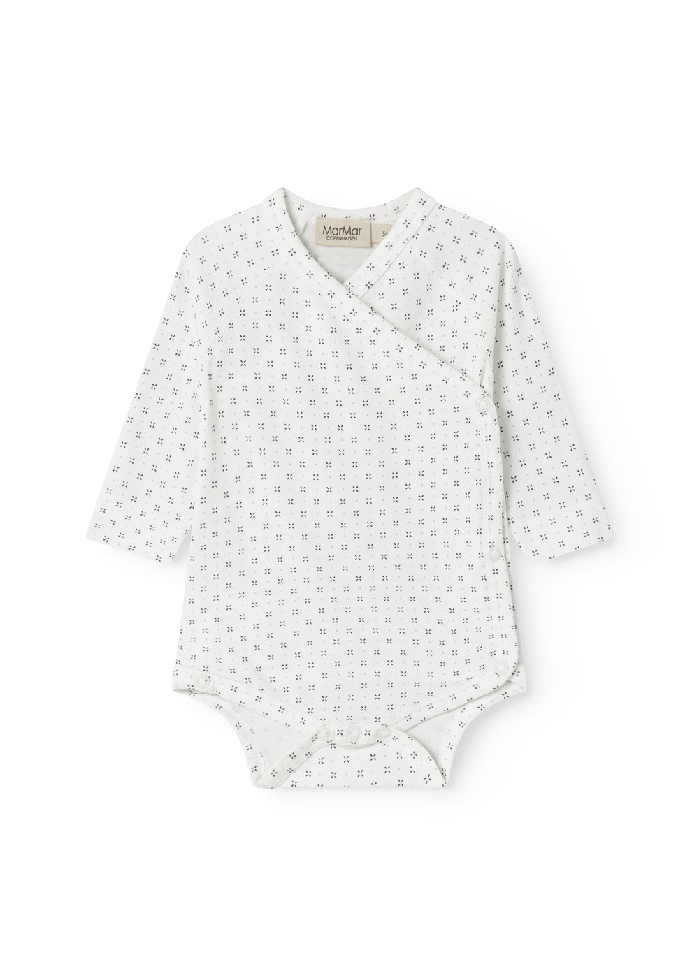 Hvid baby bodystocking med fint mønster