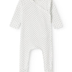 Hvid baby heldragt med fødder i fint mønster