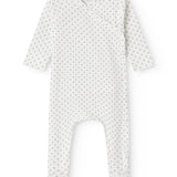 Hvid baby heldragt med fødder i fint mønster