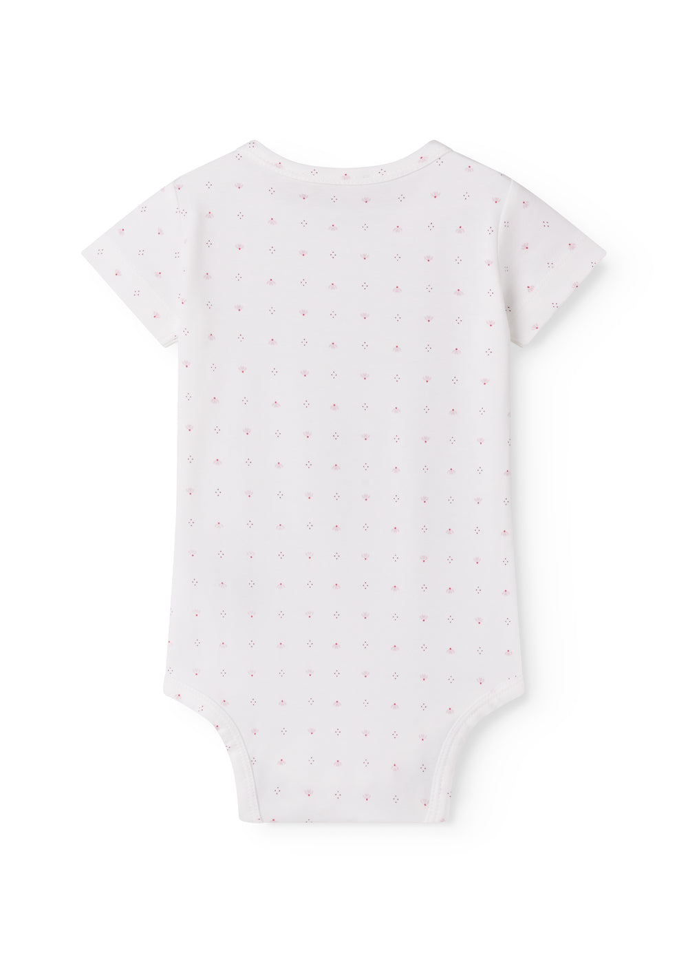 Hvid kortærmet baby bodystocking med små blomster