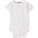 Hvid kortærmet baby bodystocking med små blomster