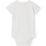 Hvid kortærmet baby bodystocking med fint mønster