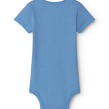 Kortærmet blå bodystocking til baby