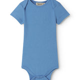 Kortærmet blå bodystocking til baby