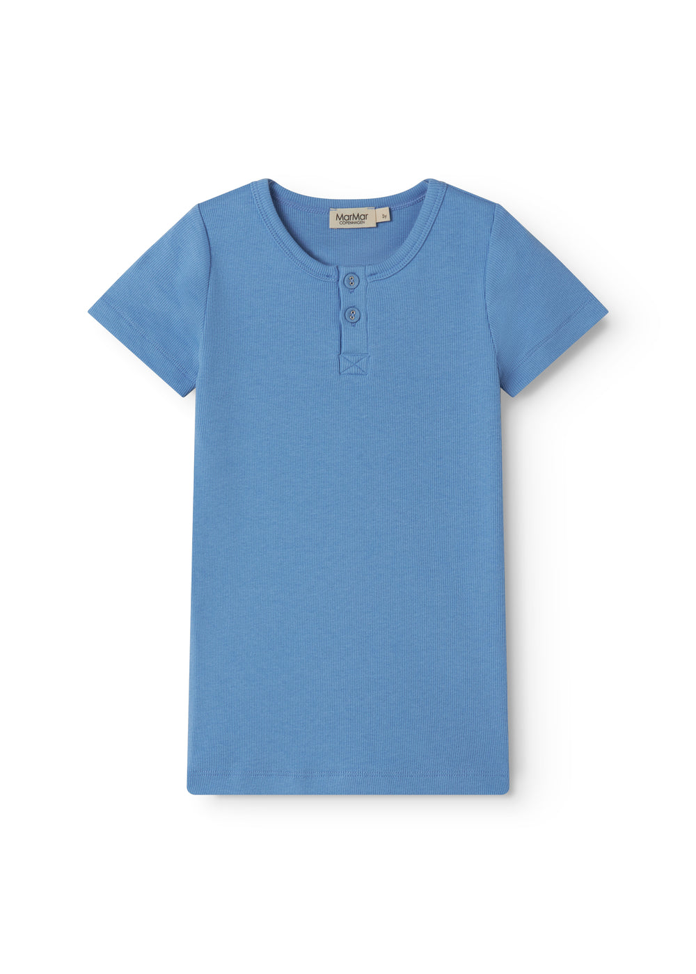 Blå kortærmet t-shirt med knapper til børn