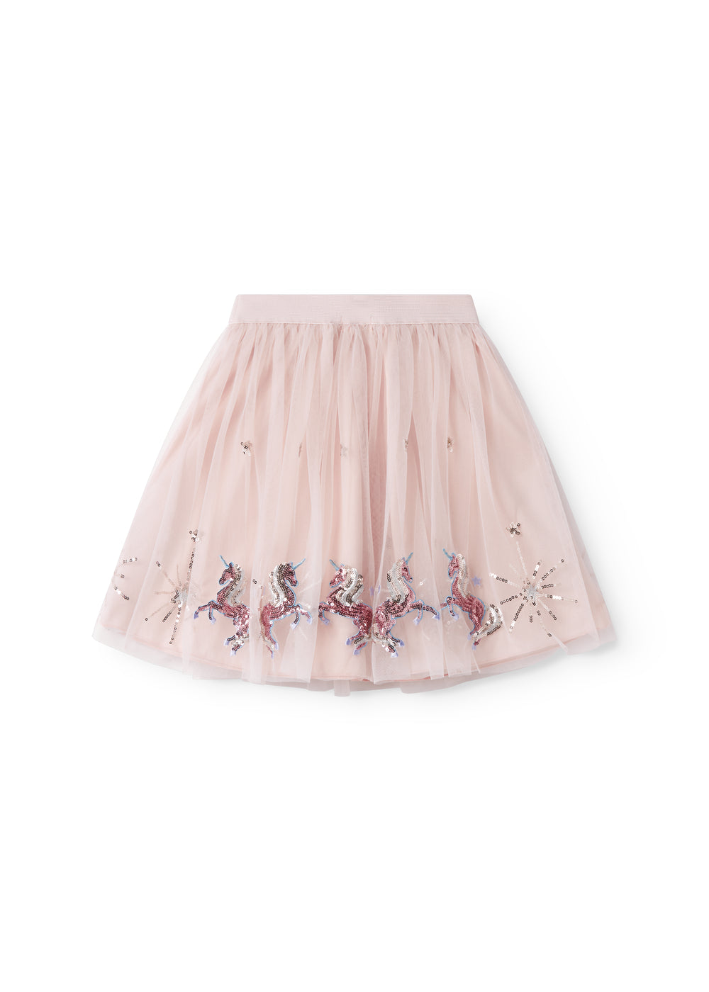 Lyserød tyl nederdel til børn med enhjørninger og stjerner