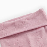 Børnebukser i soft berry-pink med bred ribkant øverst og hulmønstret strik