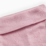 Babybukser i soft berry med ribbet linning og blomstret jacquardmønster