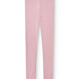 Lyserøde leggings i fint hulmønster, lige ben og elastik i taljen.