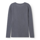 Langærmet t-shirt i mørkegrå med rund hals, set bagfra