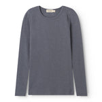Langærmet t-shirt i mørkegrå med rund hals og lange ærmer