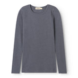 Langærmet t-shirt i mørkegrå med rund hals og lange ærmer
