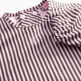 Apron LS, Spiseforklæde - Pink Brown Stripes