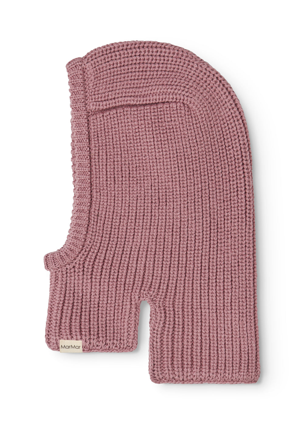 Strikhue med hueoverdel og ansigtsudskæring, ribstrik, rosa garn