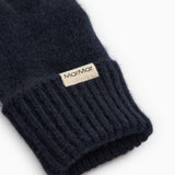 Lange kashmirhandsker i mørk indigo med ribstrikket manchet og indsyet mærkelabel.