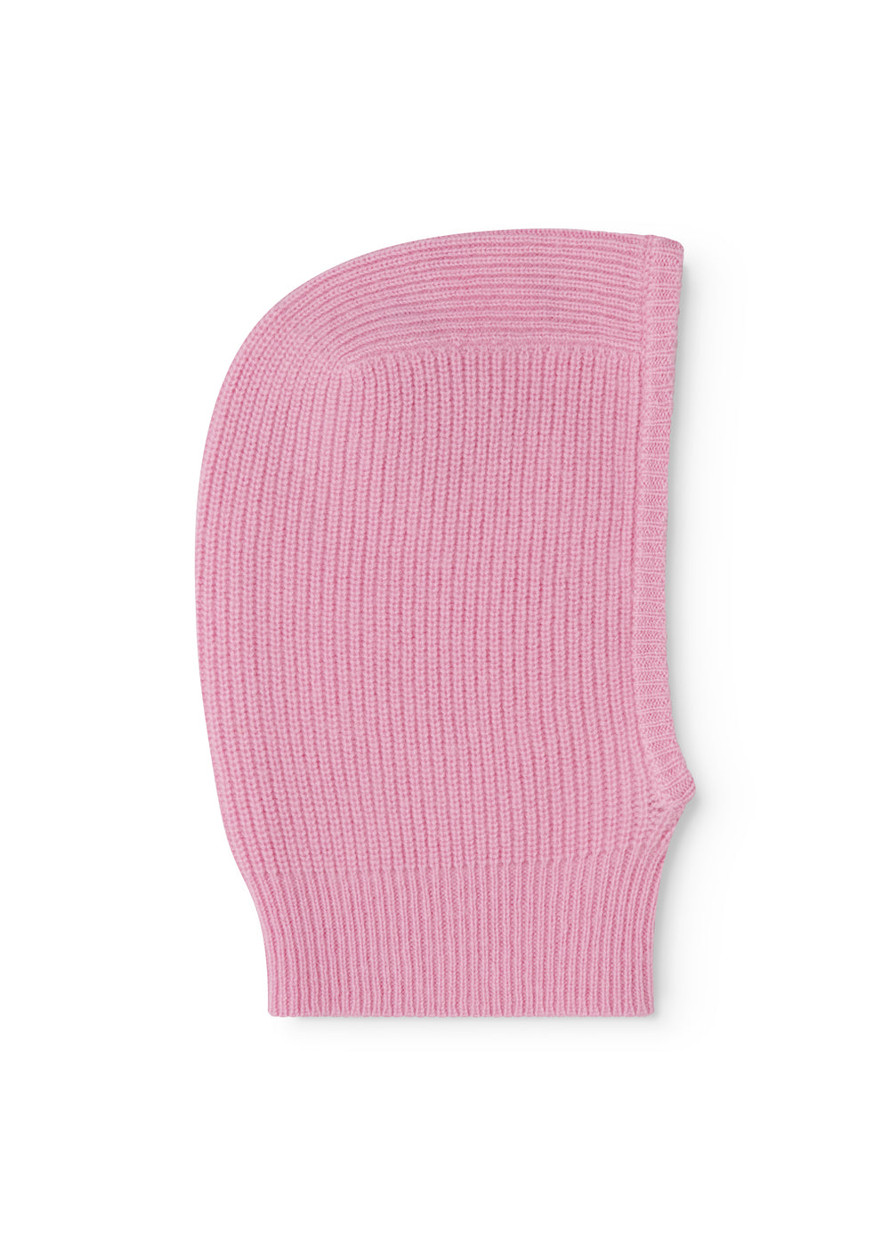Amaro kashmirhue i rosa ribstrik, set fra siden, med manchet