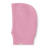 Amaro kashmirhue i rosa ribstrik med manchet og lille logo påsytning