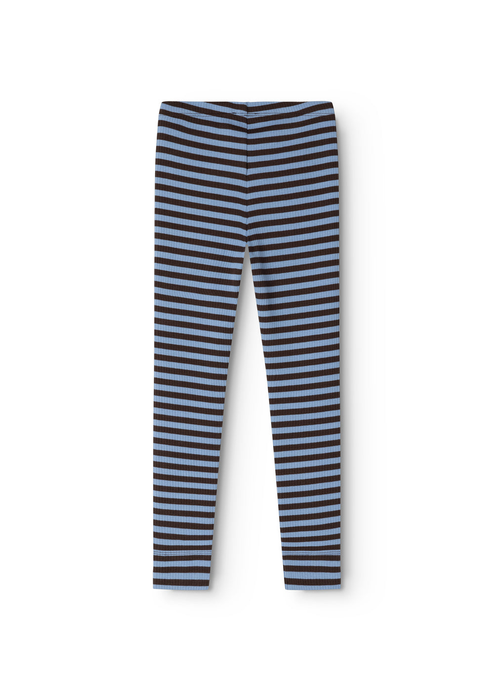 Stribede leggings i blå og hvid med syning ved midten